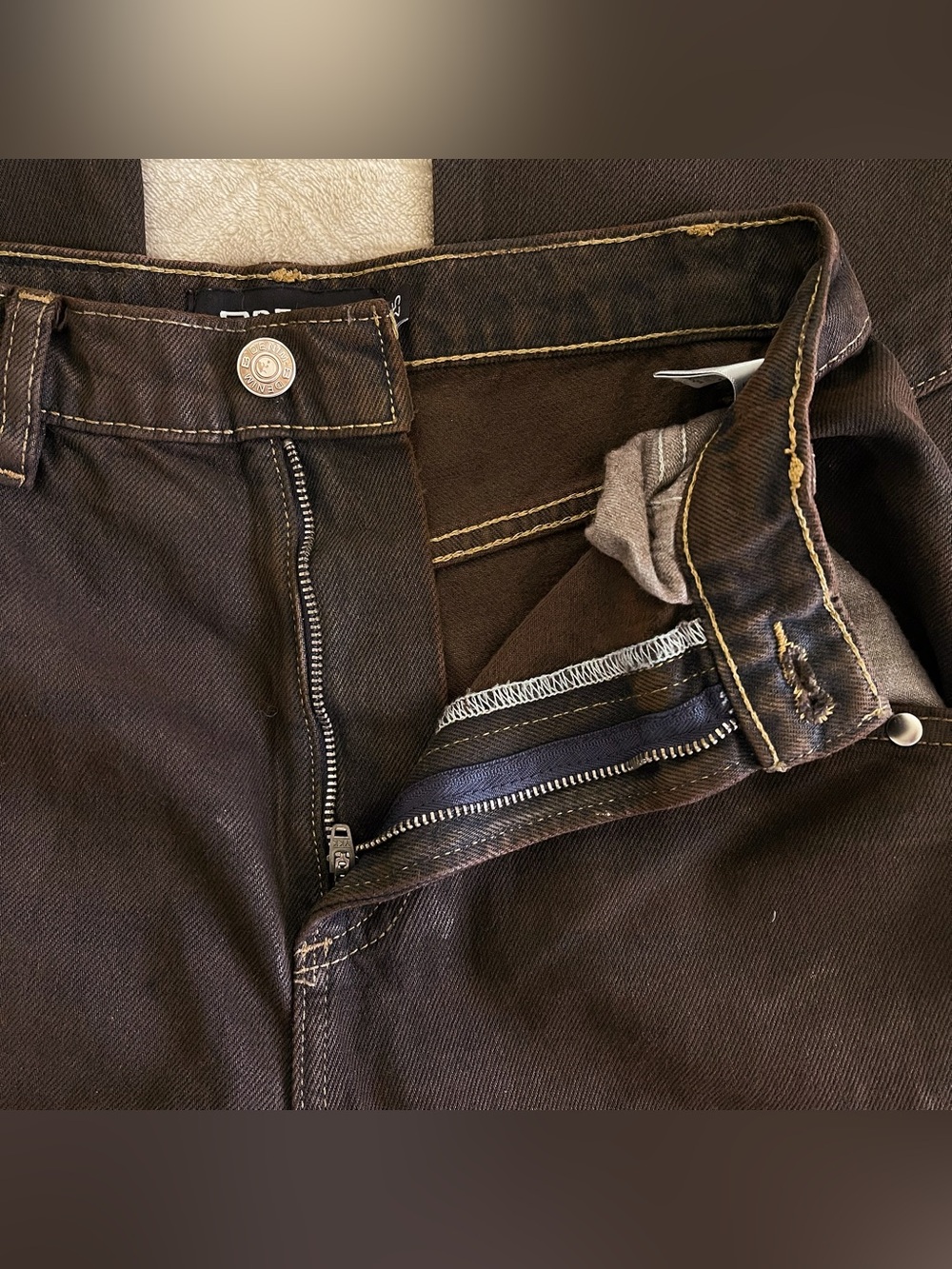 EB Denim Frederic Barrel Jeans High Rise Brown 25 EUC - Picture 6 of 11